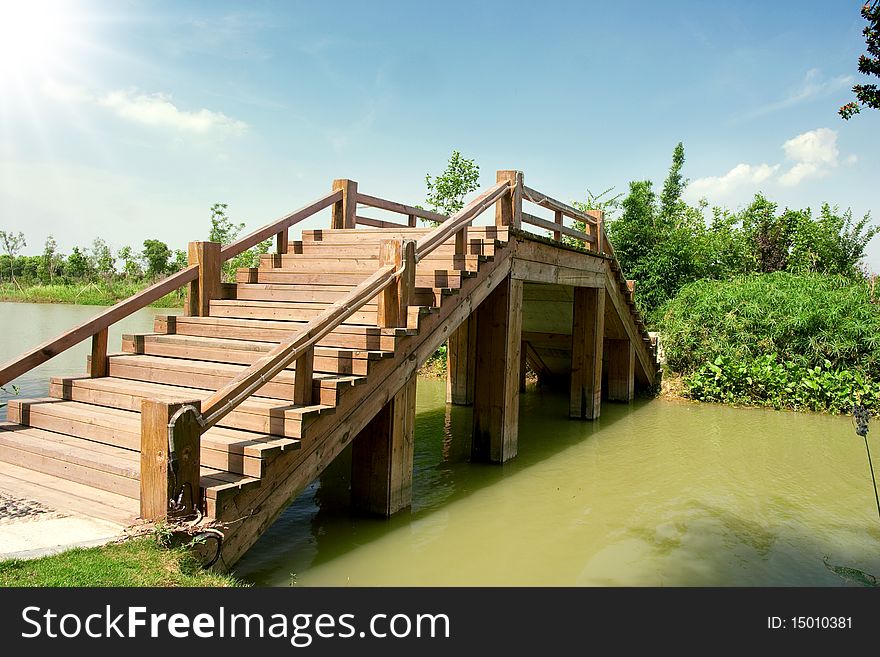 Bridges, gardens and water, Chinese antique building. Bridges, gardens and water, Chinese antique building