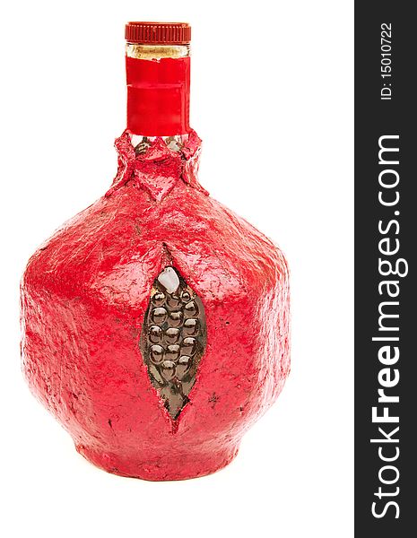 Wine pomegranate shape bottle isolated on white background. Wine pomegranate shape bottle isolated on white background.