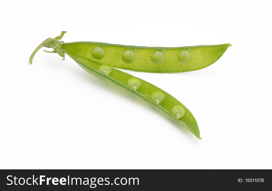 Picture of pod of pea on a white background. Picture of pod of pea on a white background