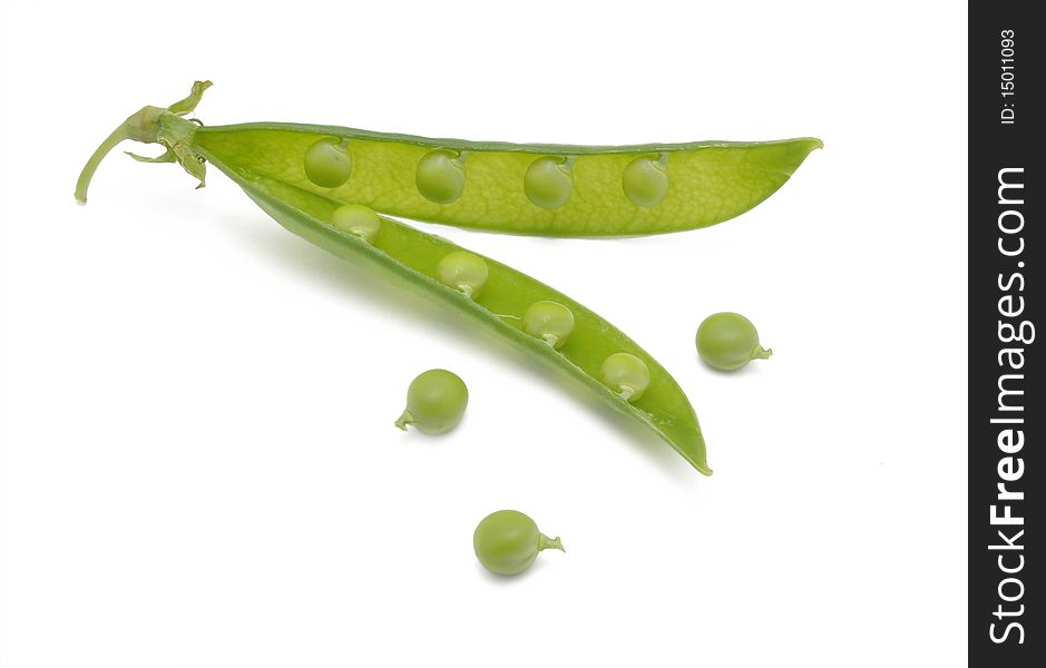 Picture of pod of pea on a white background. Picture of pod of pea on a white background