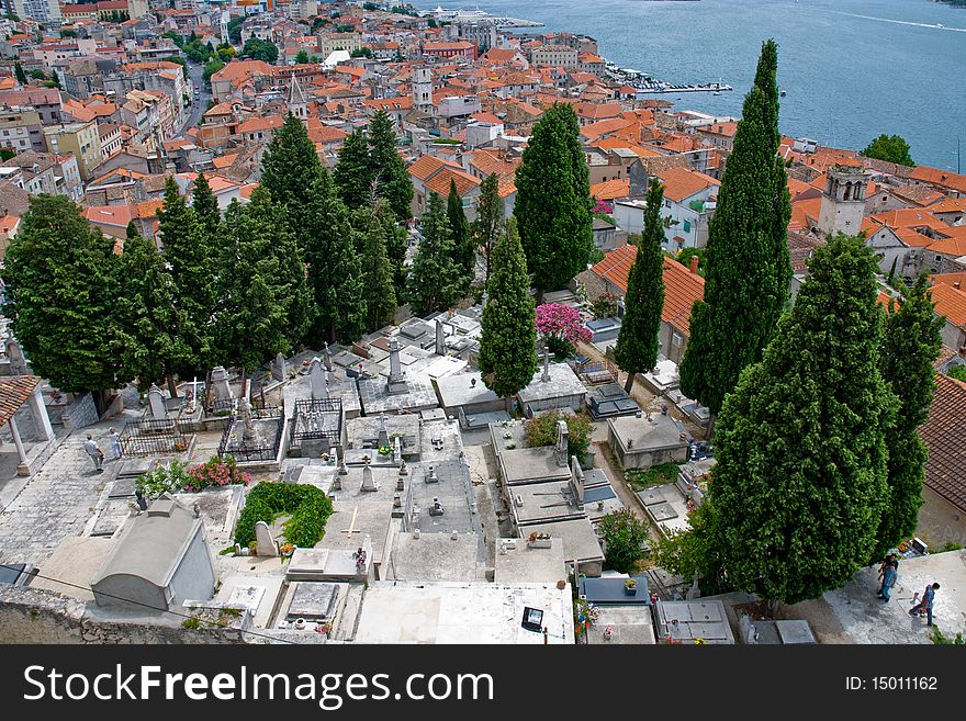 View at Sibenik cementary in Croatia. View at Sibenik cementary in Croatia