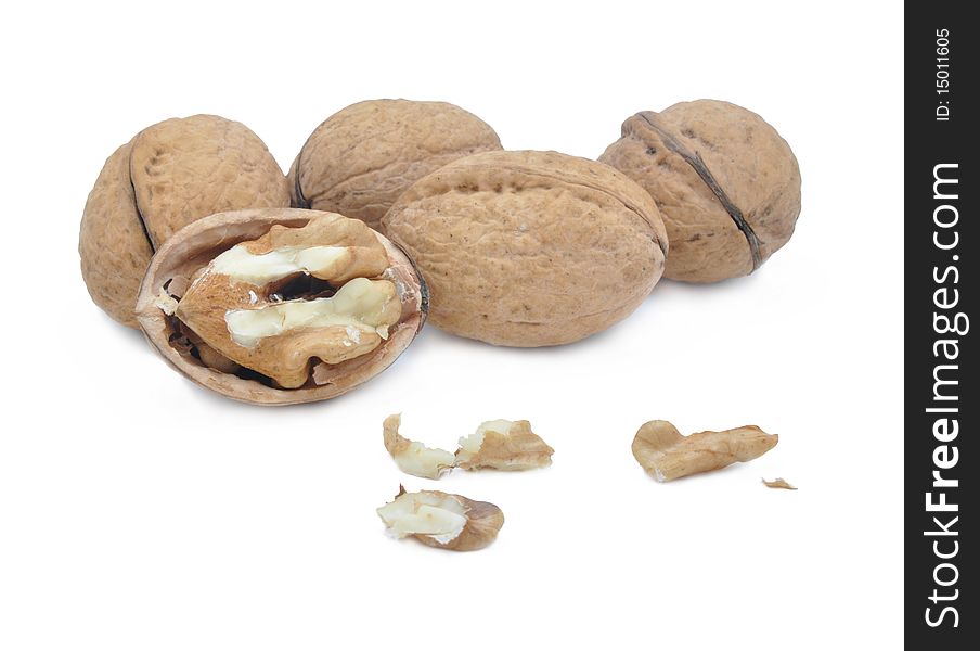Picture of walnut on a white background. Picture of walnut on a white background