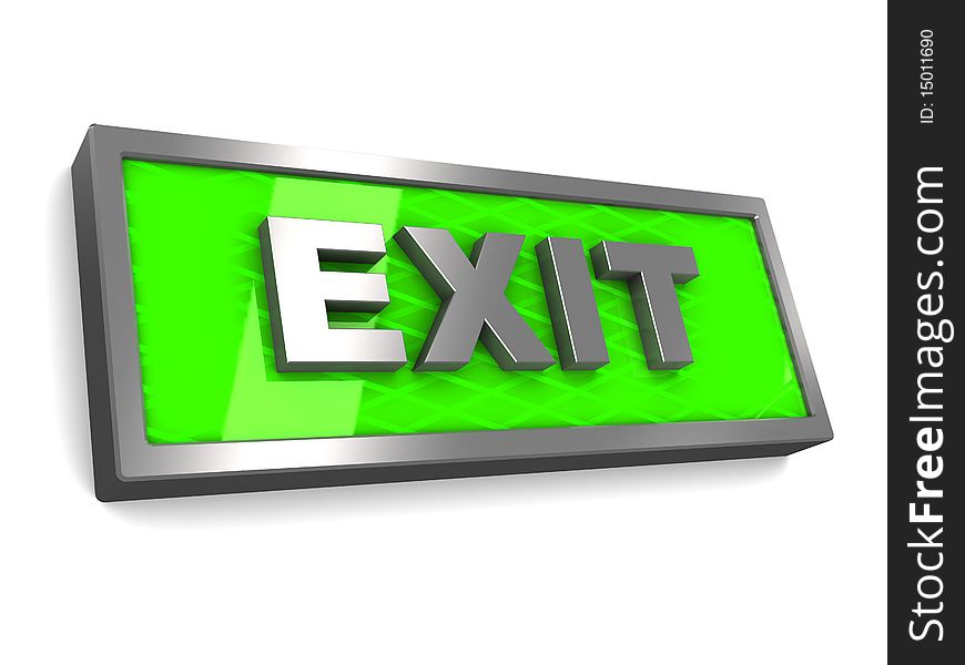 3d illustration of exit sign over white background
