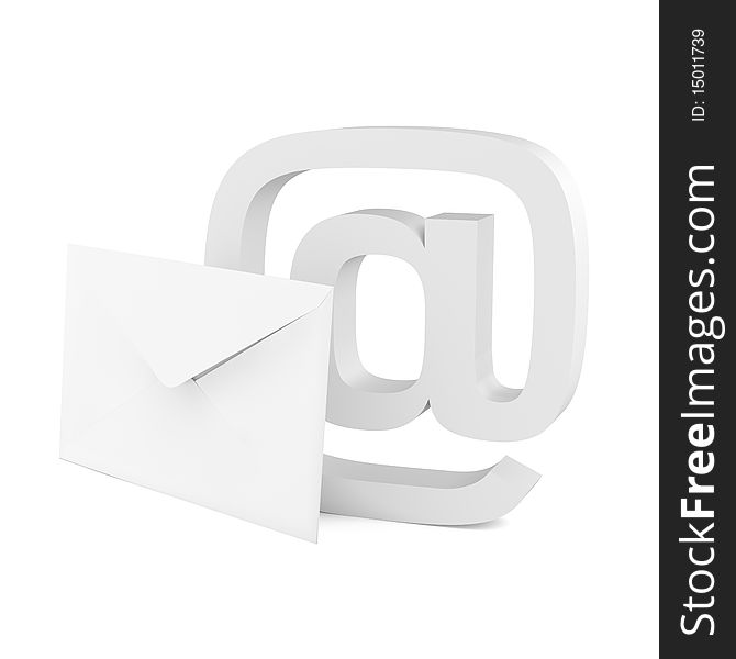 @ symbol and envelope.  Three-dimensional,  isolated on white