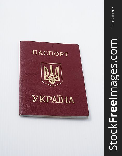 Ukrainian passport isolated on white background . Ukrainian passport isolated on white background .