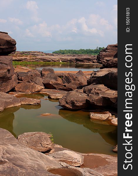 Colorful rock, Mekong River Thailand