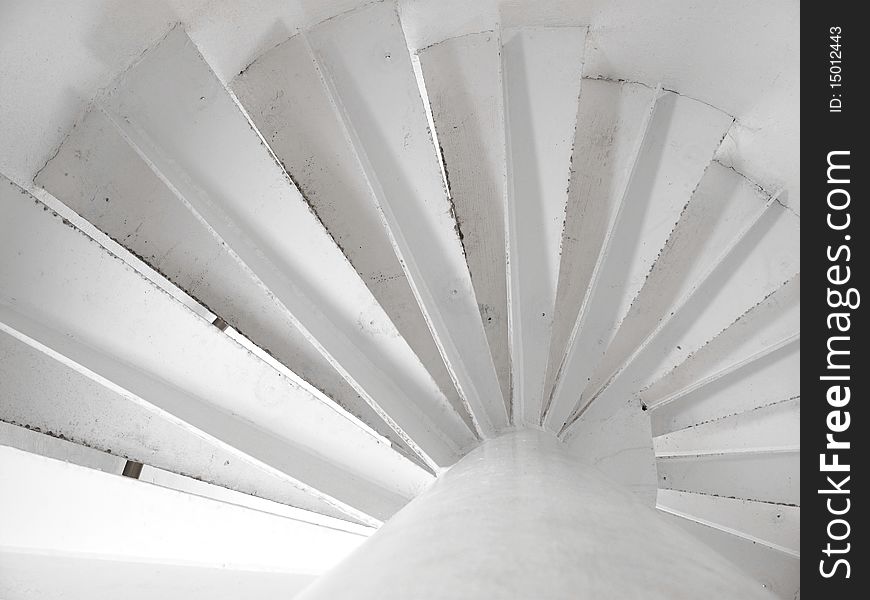 Bottom view of lighthouse staircase. Bottom view of lighthouse staircase