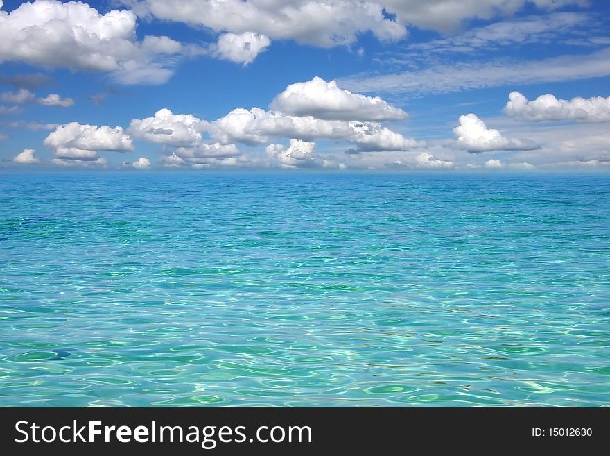 Picturesque sea landscape: Ocean on the background of the fantastic sky