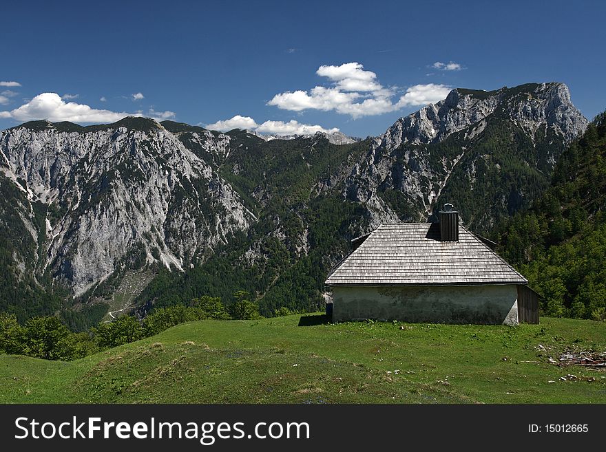 Abandoned cottage in the middle of the Alps mountains. Abandoned cottage in the middle of the Alps mountains.