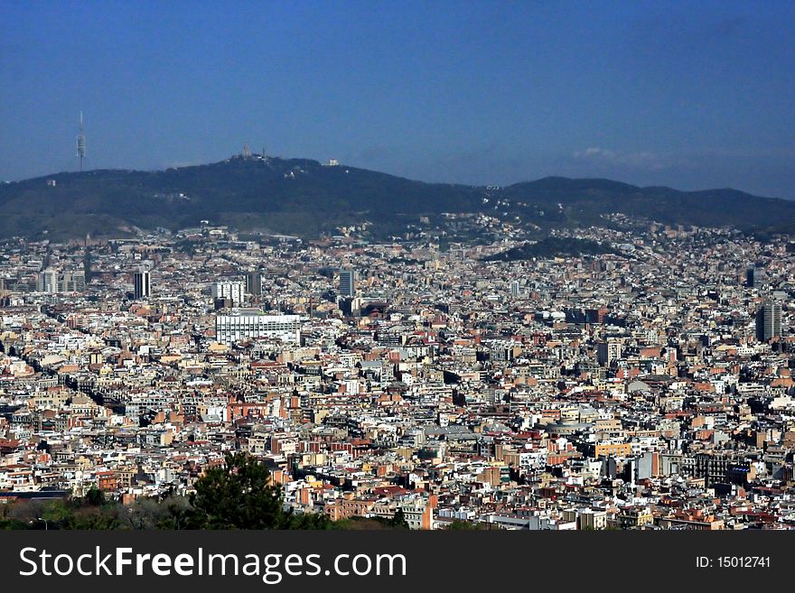Panorama of Barcelona from a viewing platform. Panorama of Barcelona from a viewing platform.