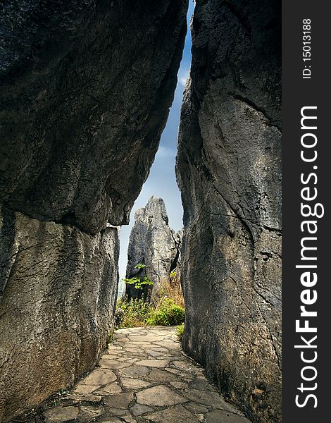 Stone formation in stone forest, shilin, guizhou, china