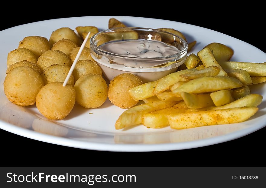 Free golden potatoes served with pleasure