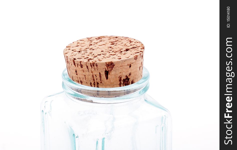 Corked bottle on white background. Corked bottle on white background