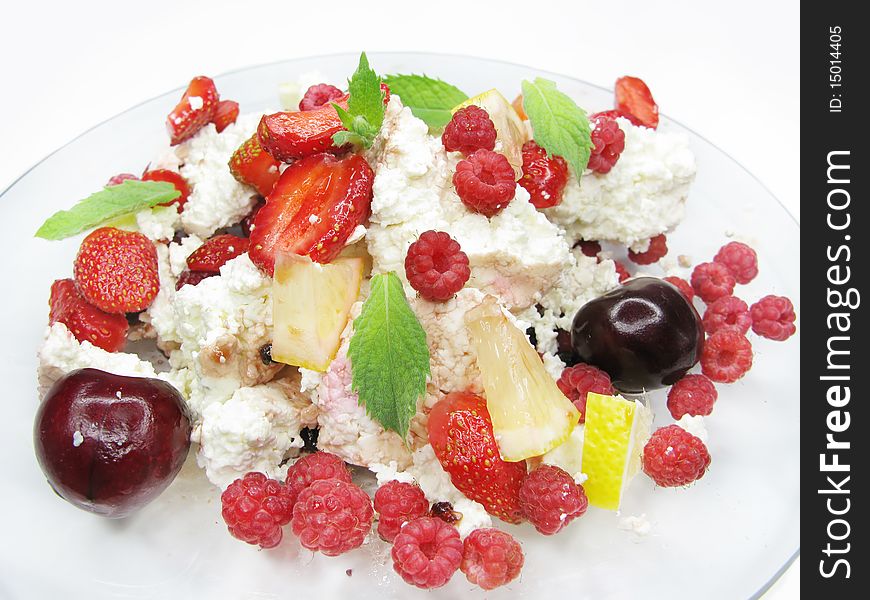 Strawberry Dairy Dessert With Fruits