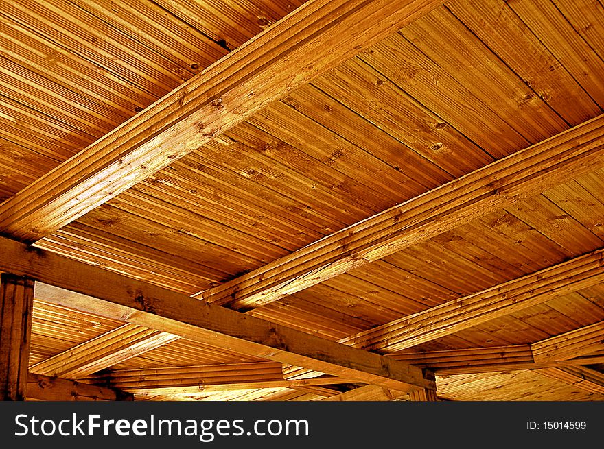 Rural wooden roof structure detail