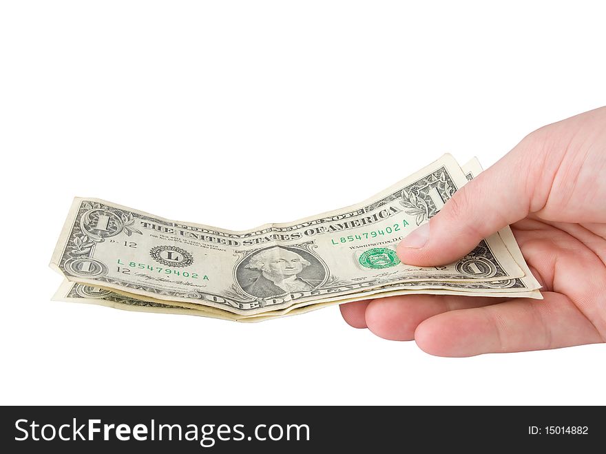Holding money in hand isolated