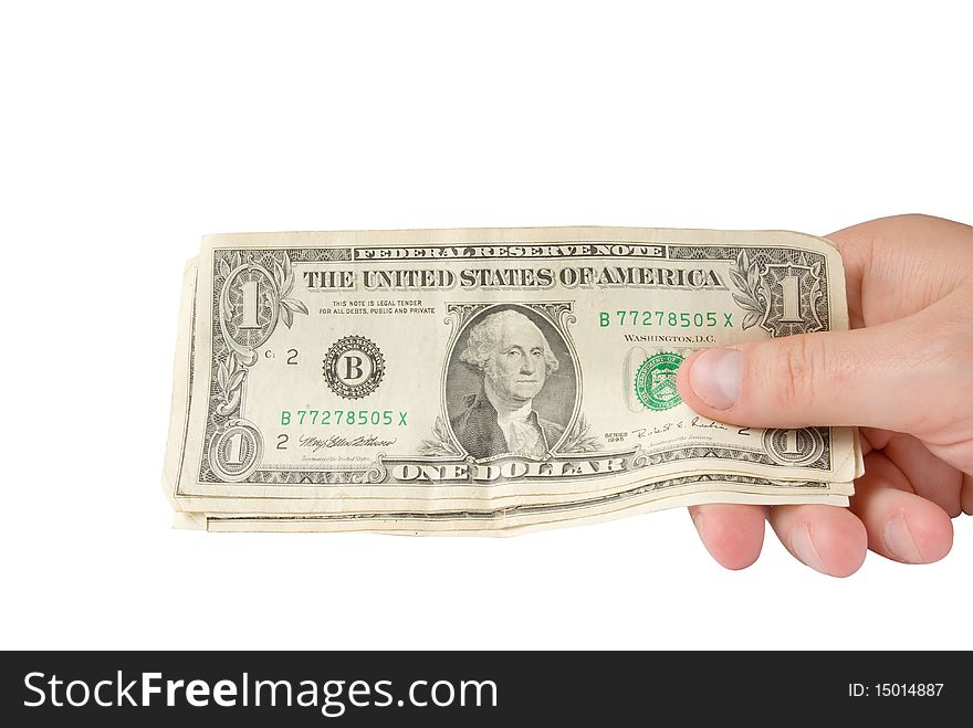 Holding money in hand isolated