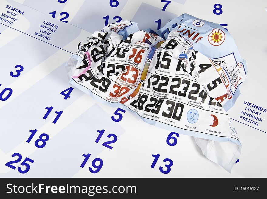 This image shows several calendar pages, a wrinkled, to show that time passes. This image shows several calendar pages, a wrinkled, to show that time passes.