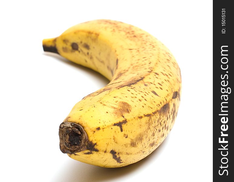 Closeup shot of ripe banana it is isolated on a white background. Closeup shot of ripe banana it is isolated on a white background.