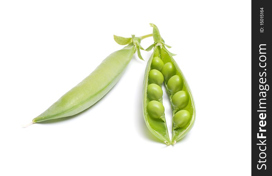 Peas pods it is isolated on a white background. Peas pods it is isolated on a white background.