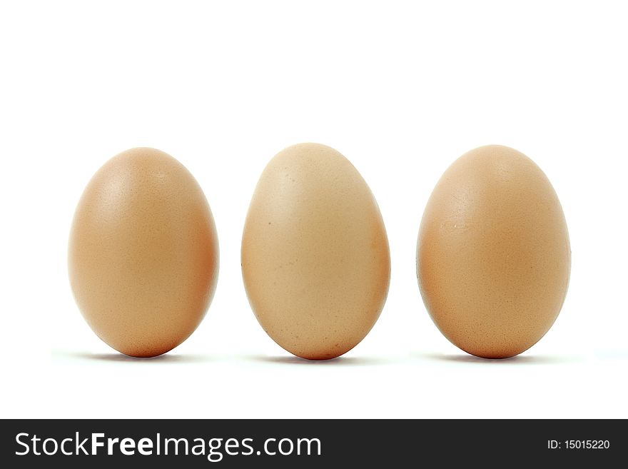 3 eggs, up eggs on white background. For cooking