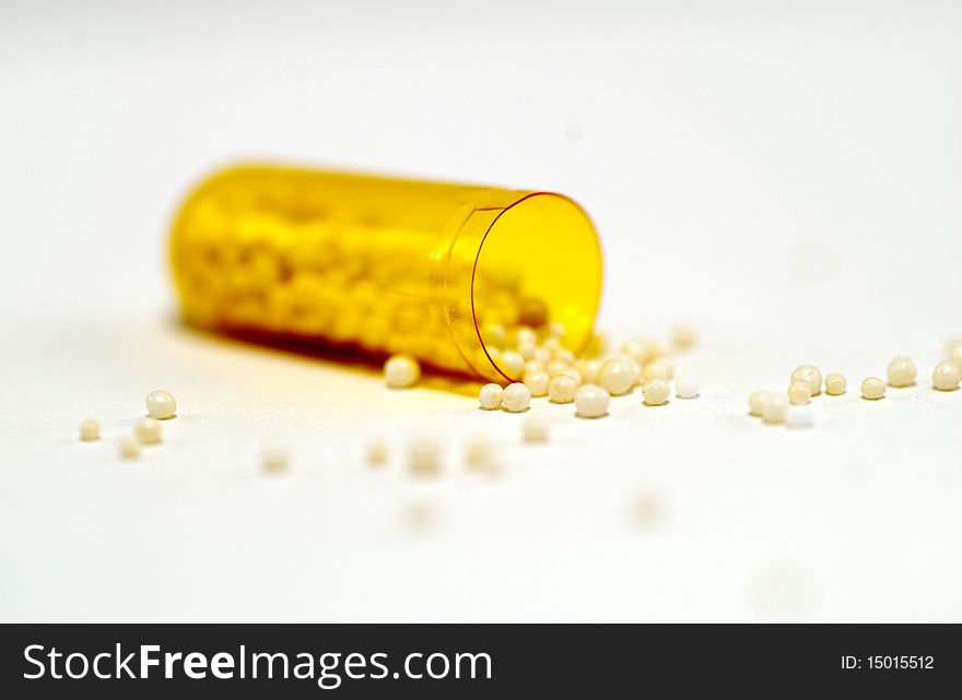 Stock pictures of pills over a white background