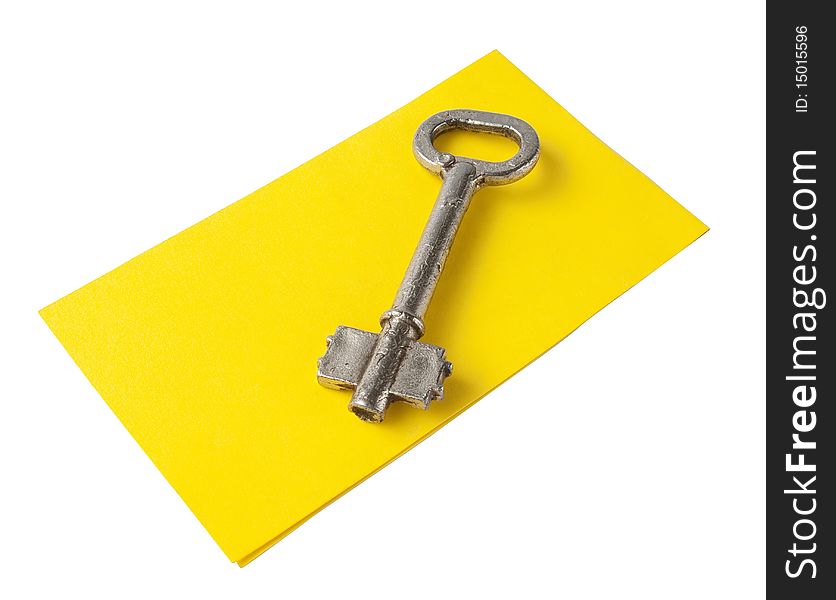 Post-It Note with Key isolated