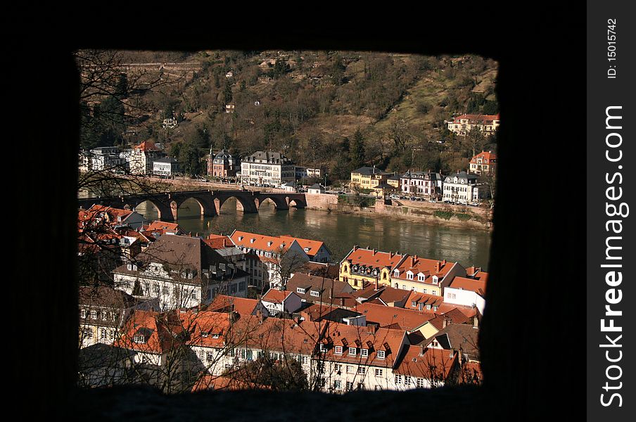 View from the Heidelberg castle on the river Neckar