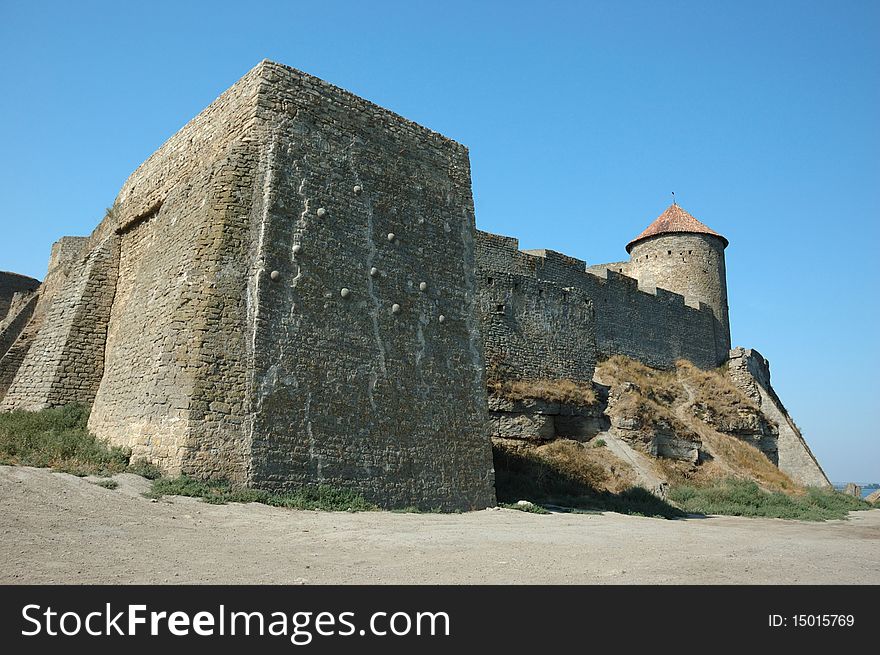 Old Akkerman fortress with cannon balls embedded to the wall ,Ukraine. Old Akkerman fortress with cannon balls embedded to the wall ,Ukraine