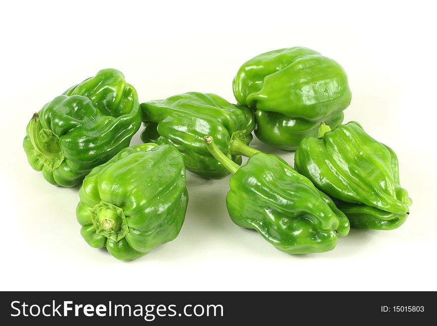 Fresh Green pepper on white