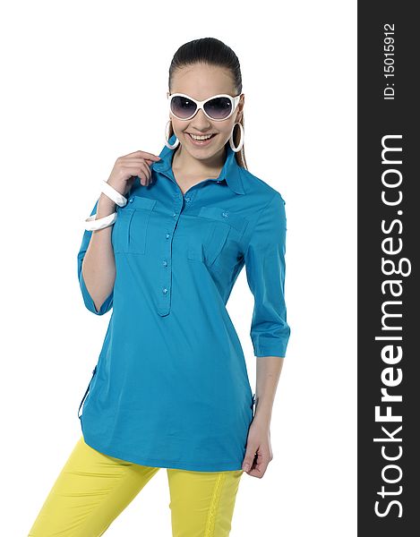 Fashion model portrait with sunglasses