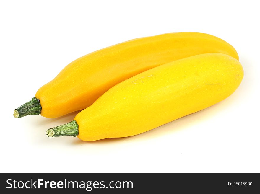 Two zucchini on white background