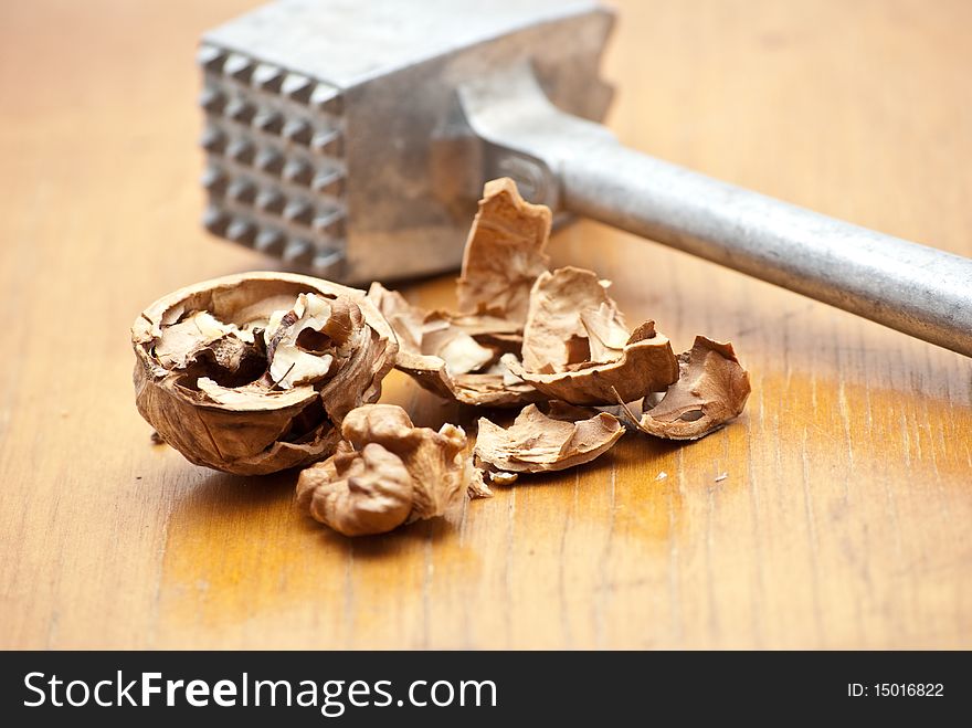 Walnuts  on a wood background.