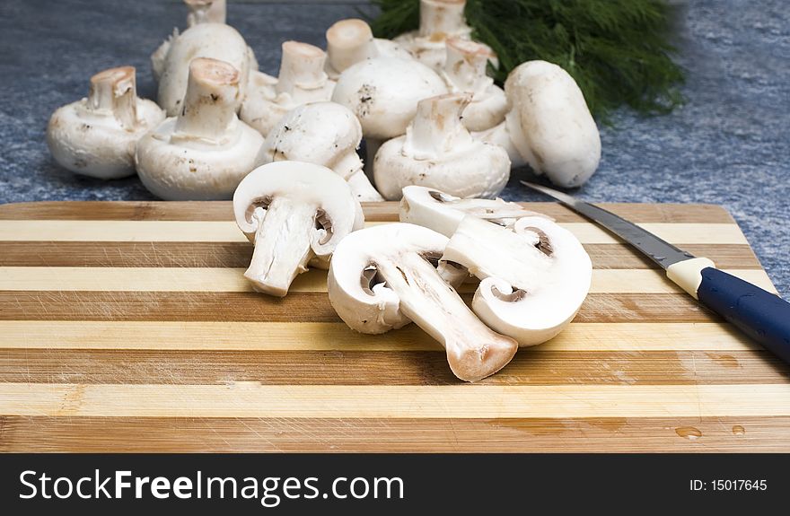 Ceps, the field mushrooms cut and whole