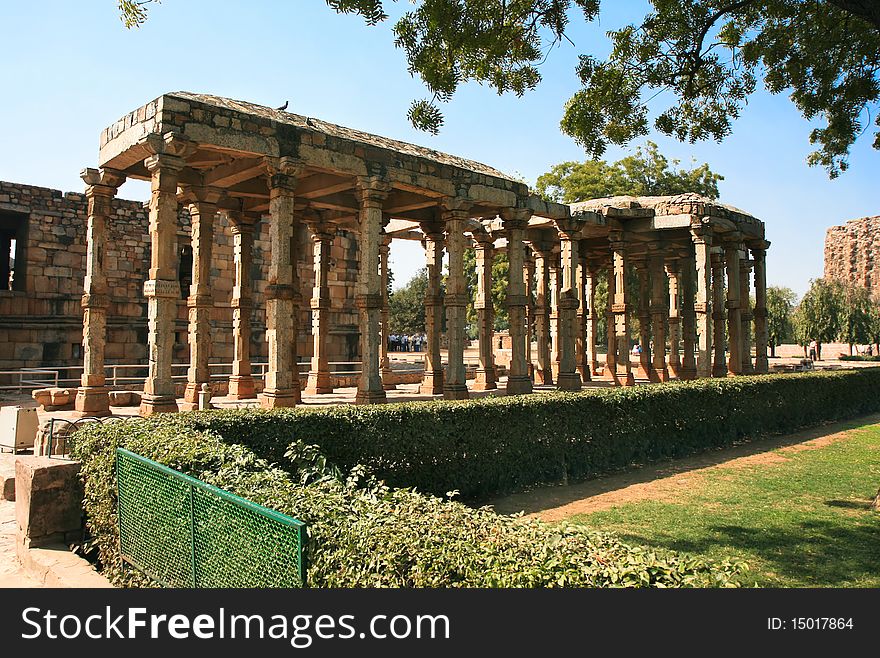 Qutb Minar. Ancient Carved Stone Cloisters