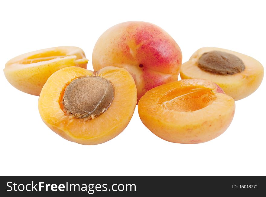 Apricot fruit on a white background