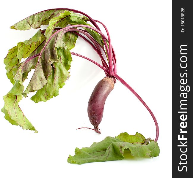 Beets with leaves on white background