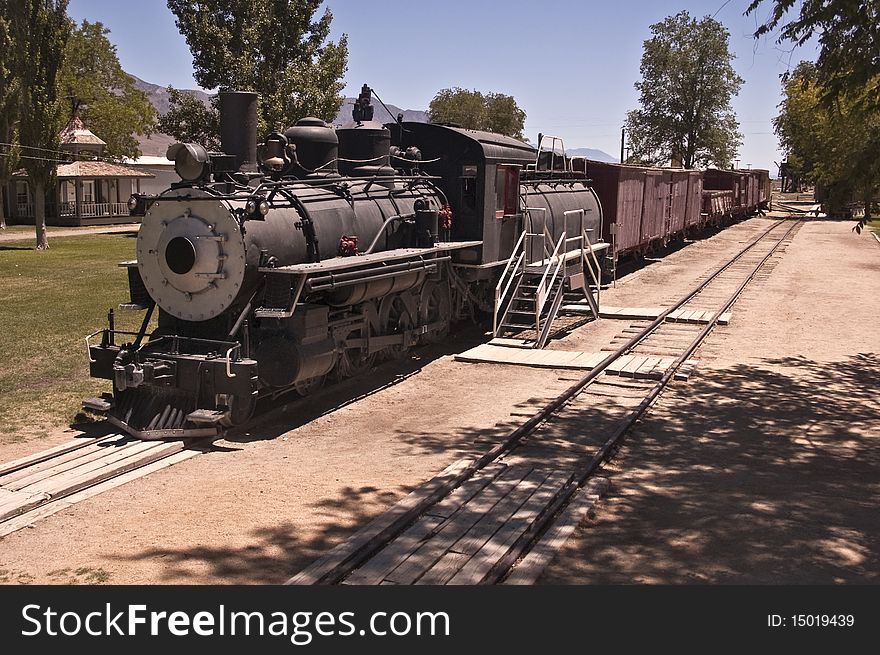 This is a picture of an old Steam Locomotive at Law's Railroad Museum in Bishop, California