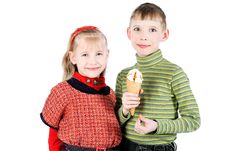 Children With Ice-cream Royalty Free Stock Photos Children With Ice-cream Royalty Free Stock Photos