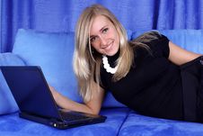 Woman Working With PC Stock Photo