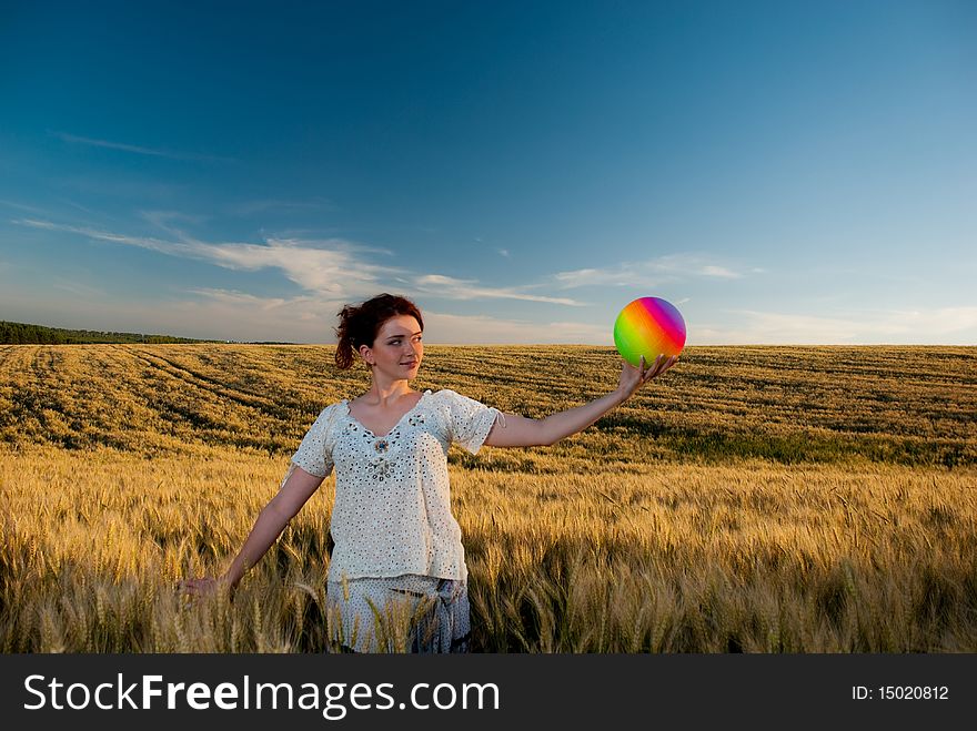 Young Woman At Wheat