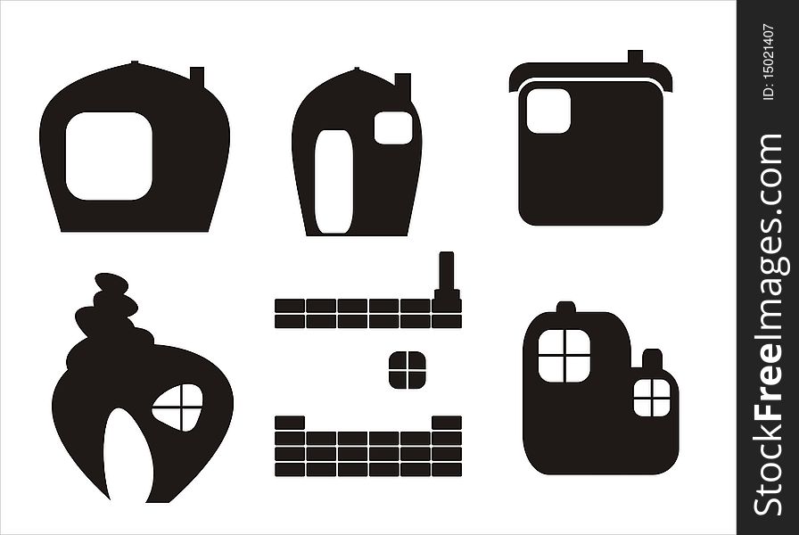 Vector detailed architecture icon set. Vector detailed architecture icon set