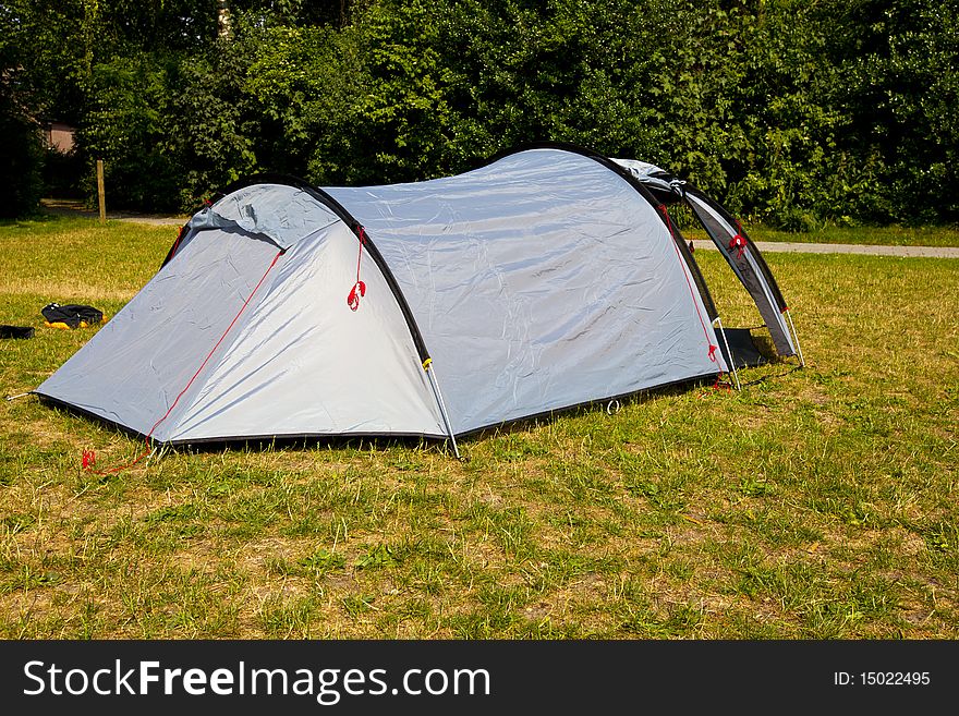 A tent on a grassfield