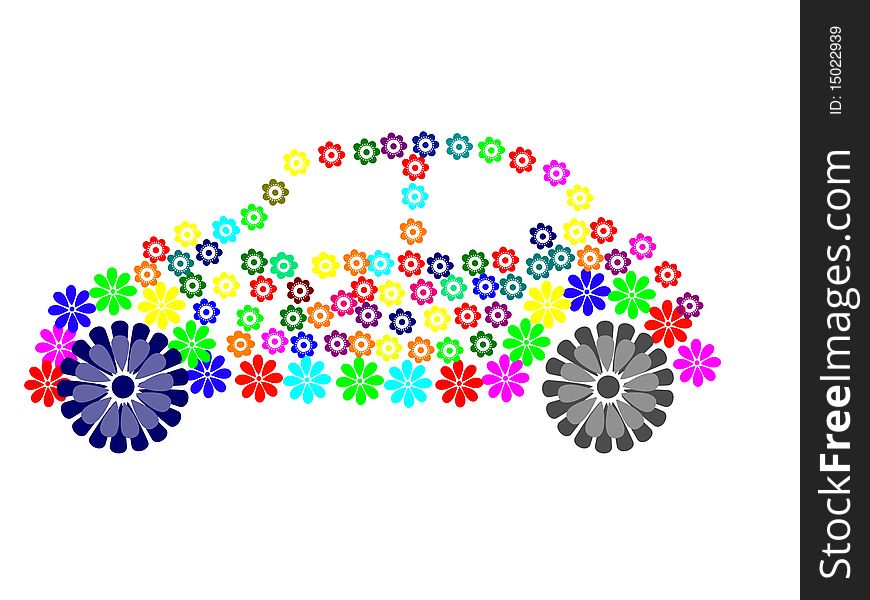 Illustration of car pattern made up of flower shapes on the white background. Illustration of car pattern made up of flower shapes on the white background