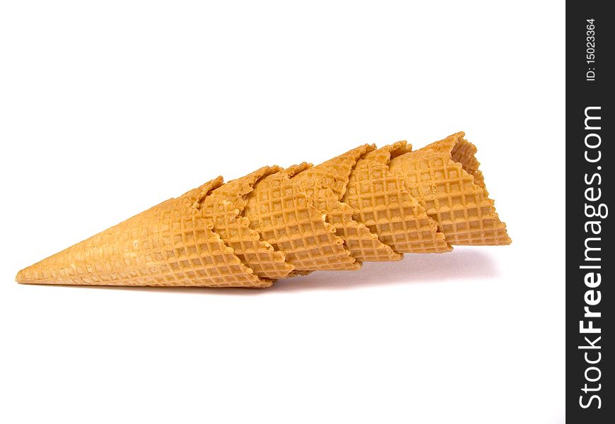Ice cream cones on white background