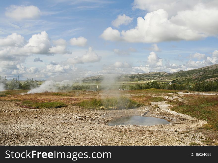 Geothermal area in Geysir region in Iceland