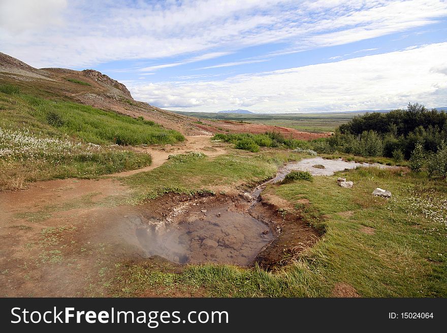 Geothermal area in Geysir region in Iceland