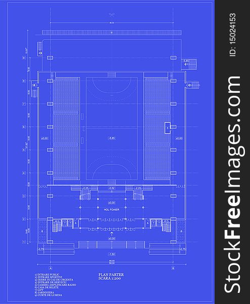 Blueprint sport hall plan concept