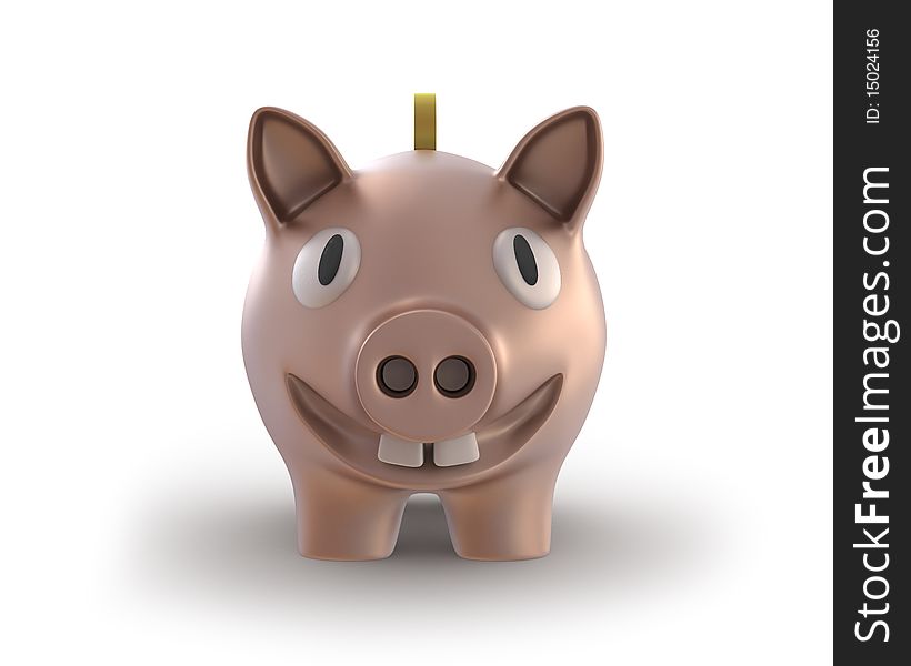 Piggy Bank With Coin Smiling