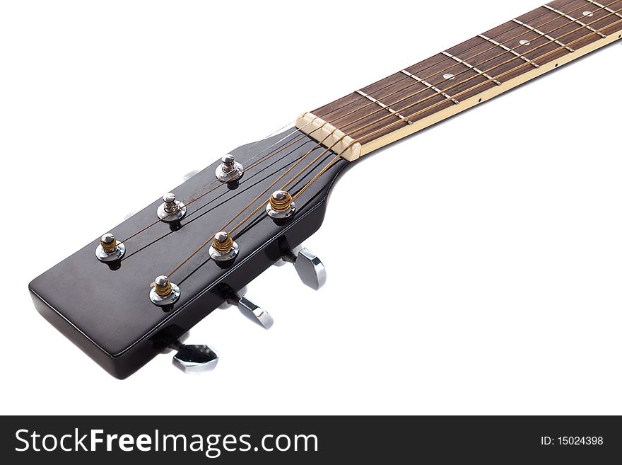 Guitar scroll closeup isolated on white background